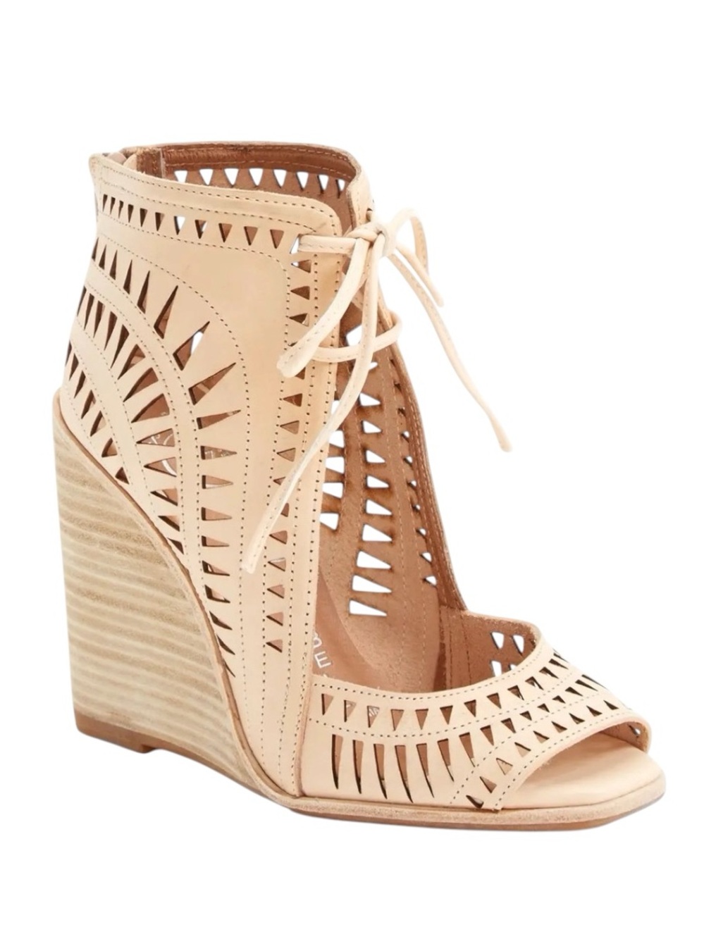 Jeffrey Campbell Rodillo Wedged Lace Up Leather Sandals